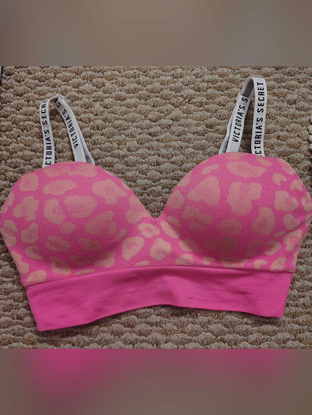 Victoria's Secret Pink Leopard Seamless Bralette with Cream Spots